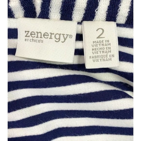 Chico's Zenergy Blue Striped Open Cardigan Sweater Size 2 Large - Picture 7 of 10